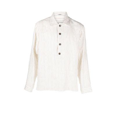 neutral linen striped shirt by COMMAS