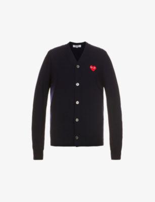 Heart-embroidered wool cardigan by COMME DE GARCON PLAY