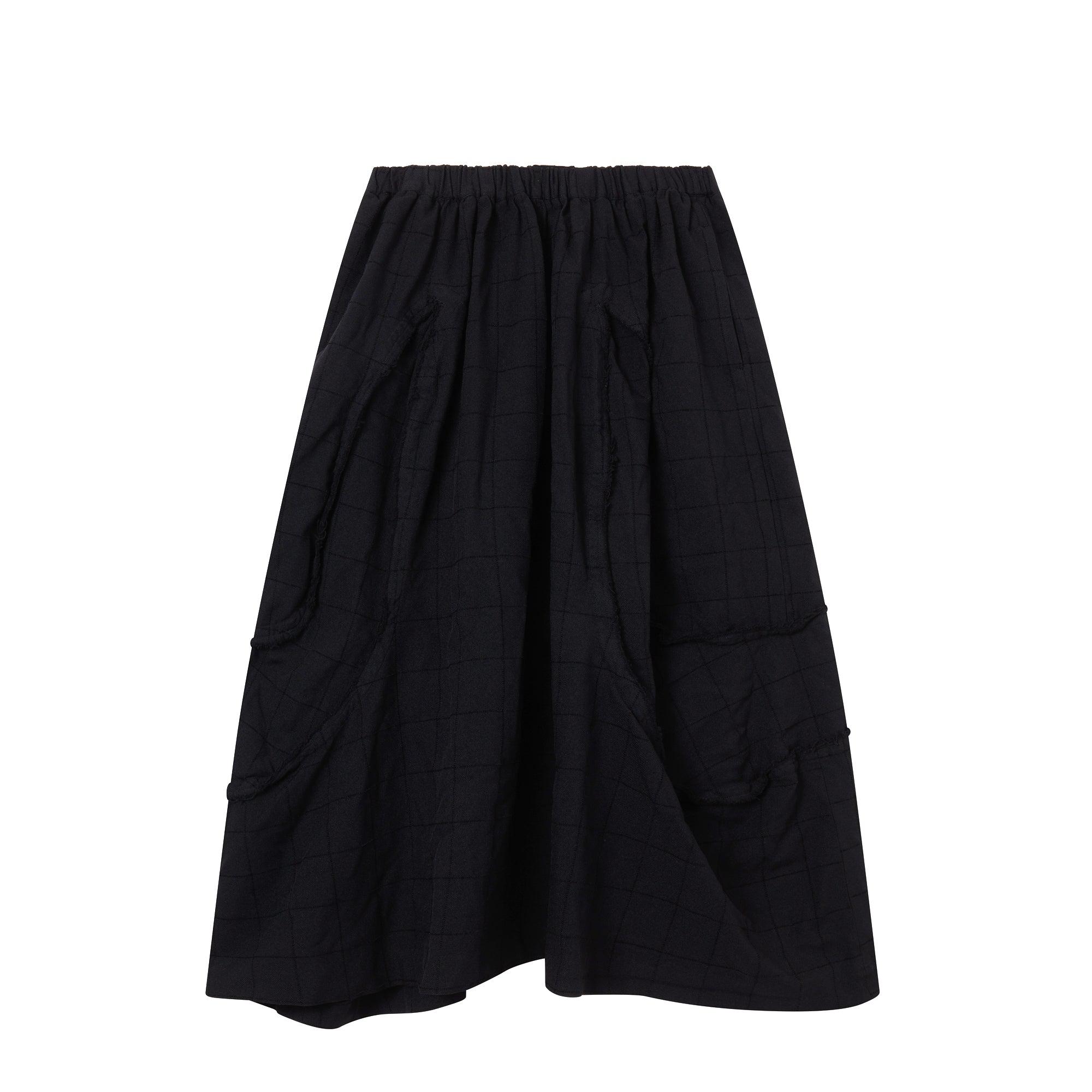 BLACK Comme des Garçons Raw Polyester Skirt (Black) by COMME DES GARCONS