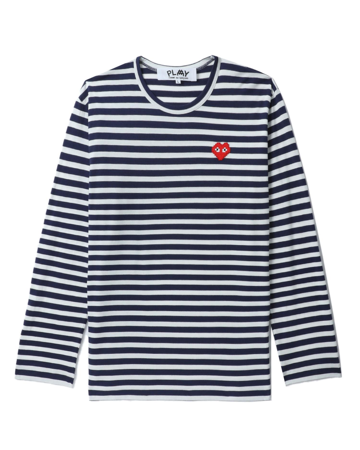 X INVADER striped long sleeve tee by COMME DES GARCONS