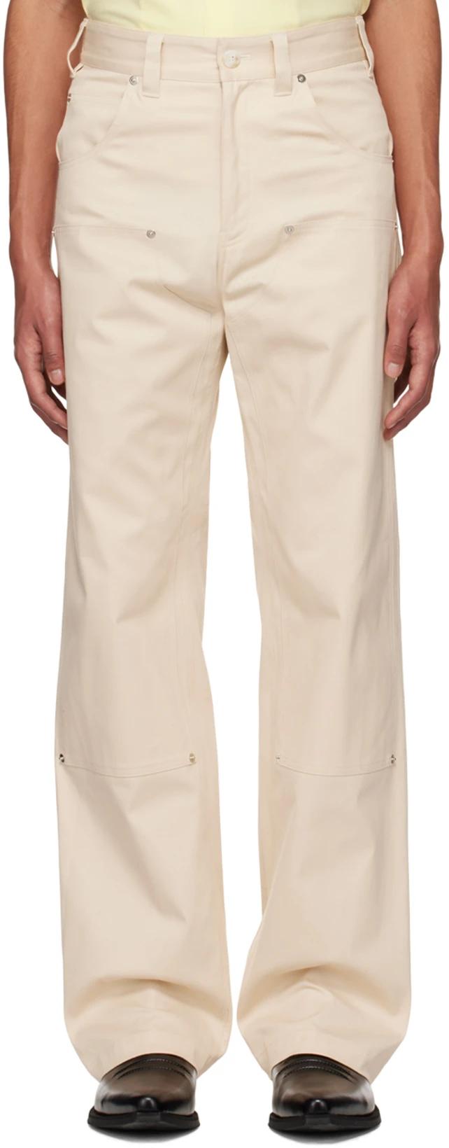 Beige Crash Trousers by COMMISSION
