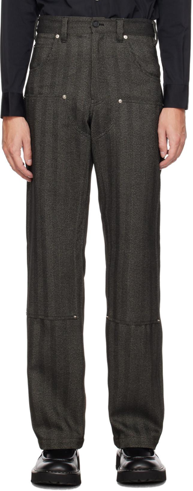 Gray Herringbone Trousers by COMMISSION