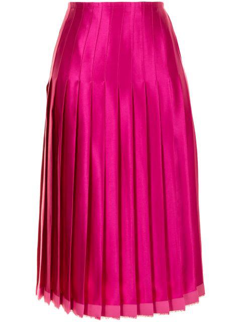 pleated silk midi skirt by COMMISSION