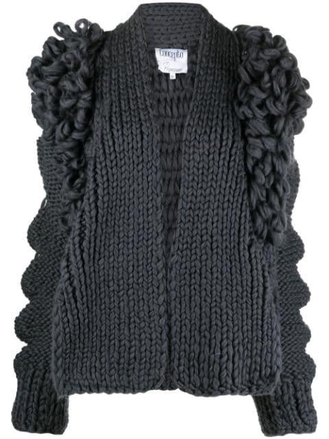 Fringe cut-out detail cardigan by CONCEPTO