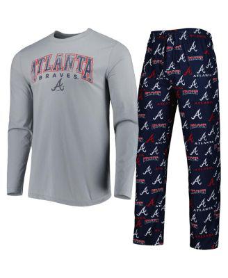 Men's Gray, Navy Atlanta Braves Breakthrough Long Sleeve Top and Pants Set by CONCEPTS SPORT