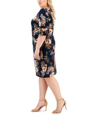 Plus Size Floral-Print Jersey-Knit Sheath Dress by CONNECTED