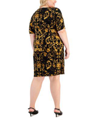 Plus Size Short-Sleeve Round-Neck Sheath Dress by CONNECTED