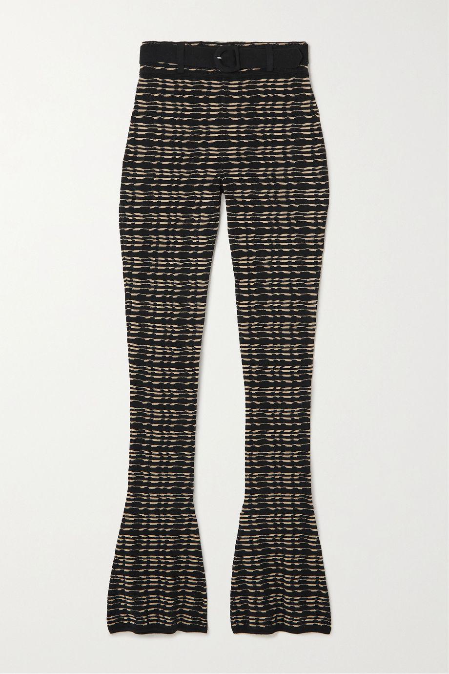 Belted jacquard-knit flared pants by CONNER IVES