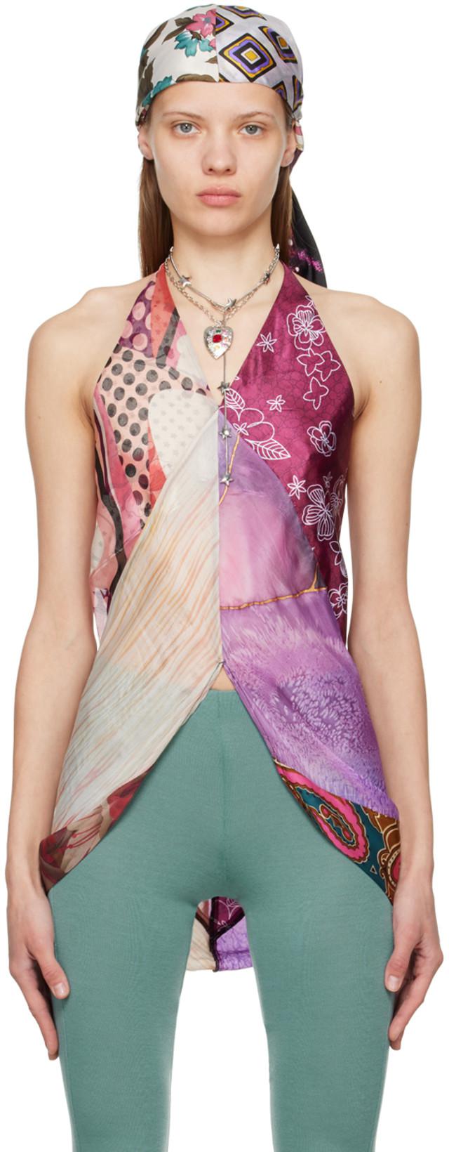 Pink Reconstituted Scarf Bias Habit Blouse by CONNER IVES
