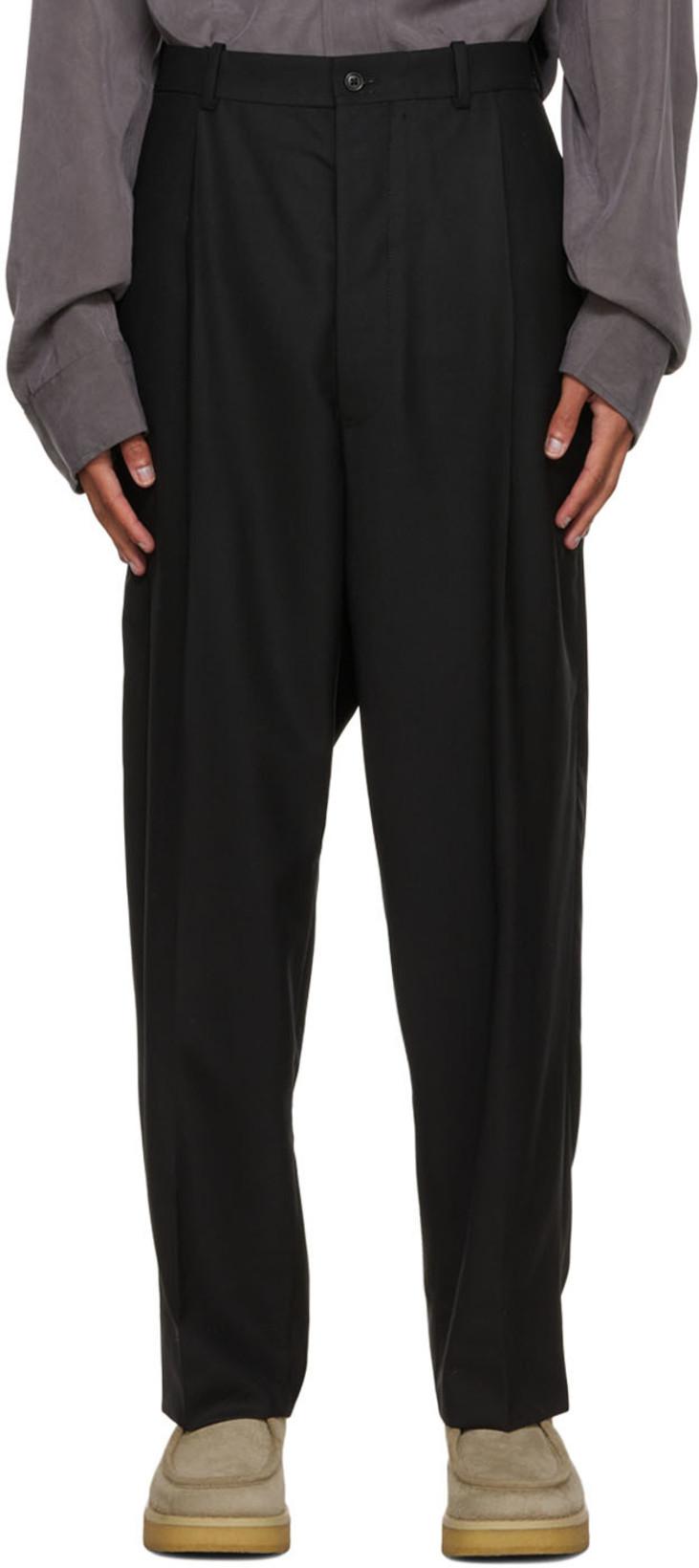 Black Pleated Suiting Trousers by CONNOR MC KNIGHT