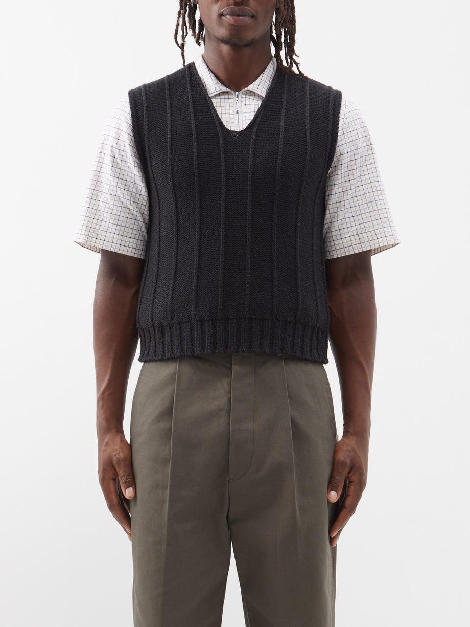 Cord-striped knit sweater vest by CONNOR MCKNIGHT