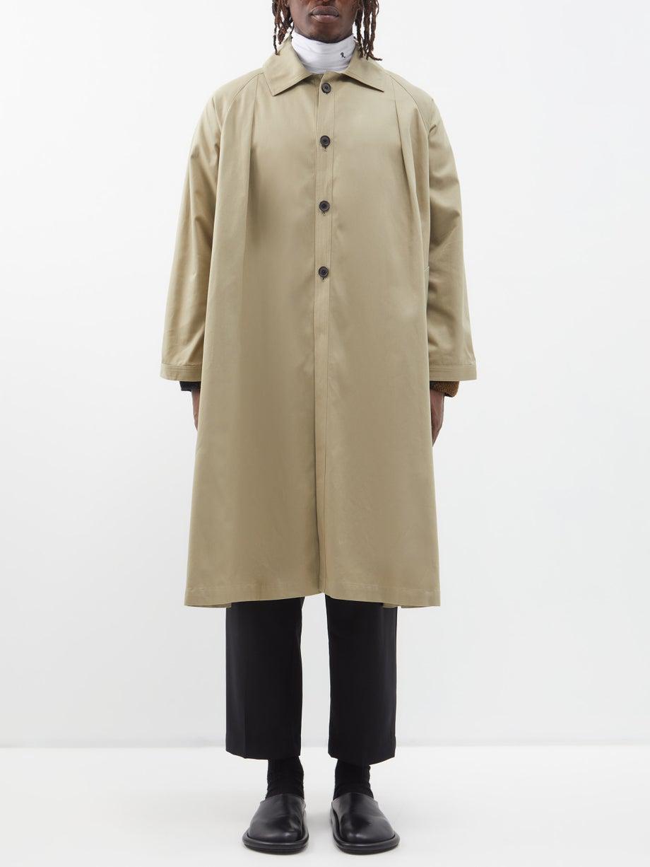 Raglan-sleeve pleated twill trench coat by CONNOR MCKNIGHT