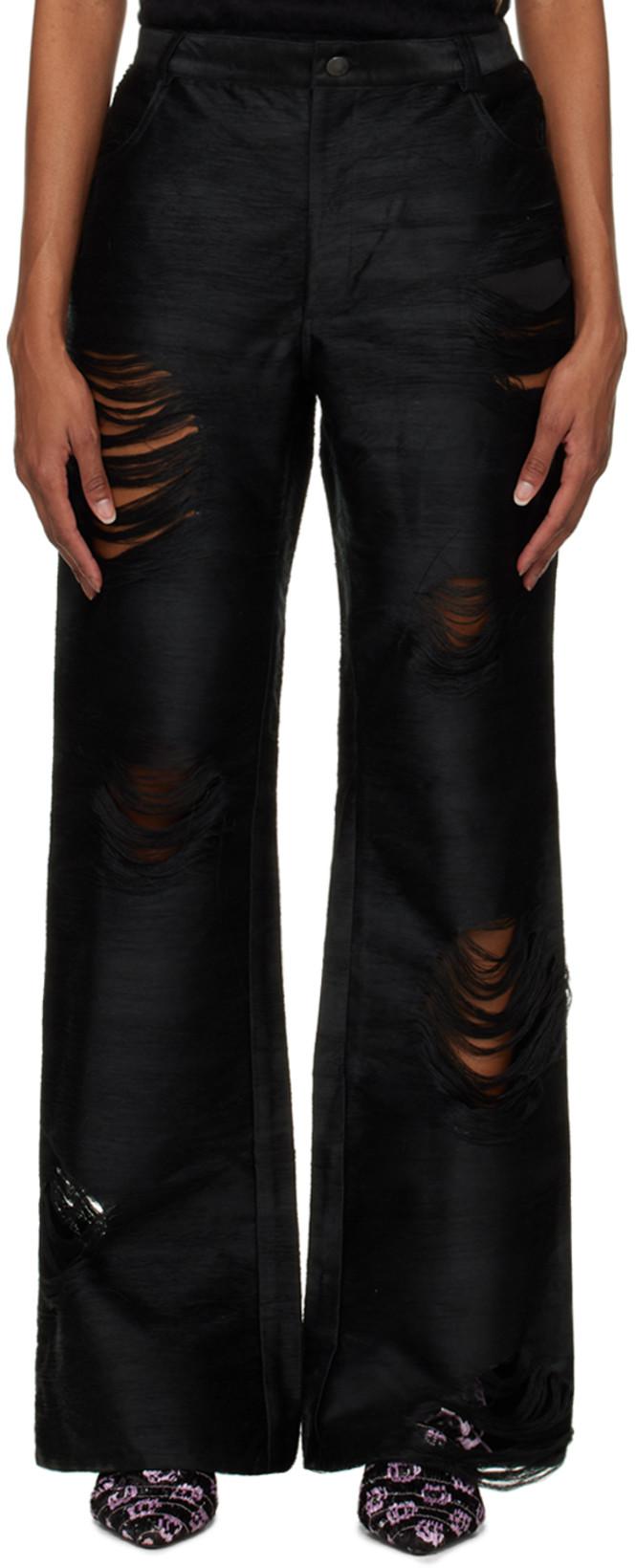 Black Distressed Trousers by CONSTANCA ENTRUDO