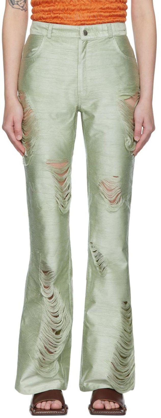 Green Polyester Trousers by CONSTANCA ENTRUDO