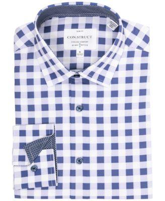 Con.Struct Men's Slim-Fit Performance Stretch Cooling Comfort Printed Dress Shirt by CONSTRUCT