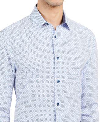 Con.Struct Men's Slim-Fit Performance Stretch Cooling Comfort Printed Dress Shirt by CONSTRUCT