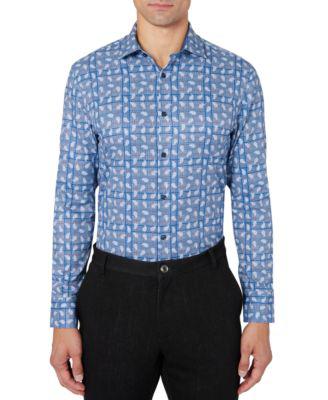 Men's Slim-Fit Paisley Performance Stretch Cooling Comfort Dress Shirt by CONSTRUCT