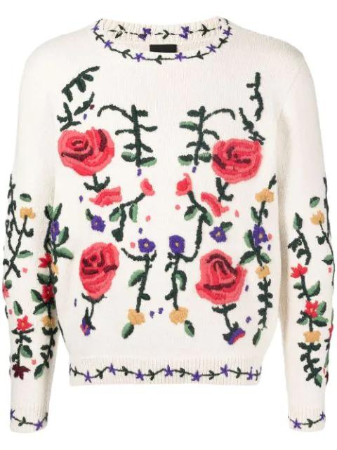 floral-embroidered knitted jumper by COOL T.M