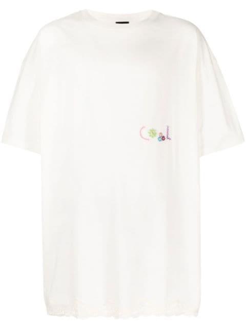 lace-hem crewneck T-shirt by COOL T.M
