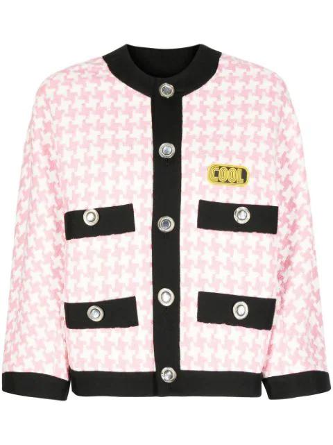 logo-patch houndstooth jacket by COOL T.M