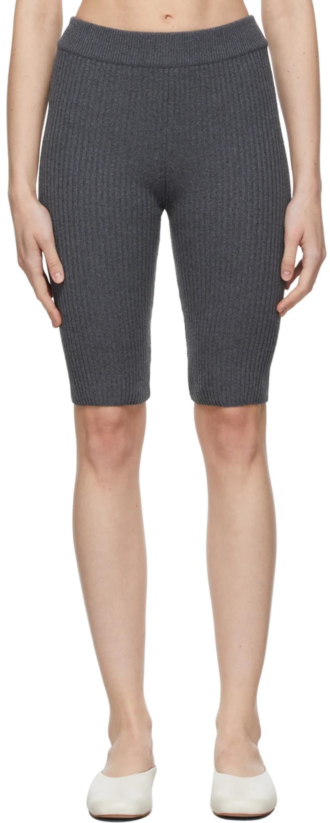 Grey Ribbed Shorts by CORDERA