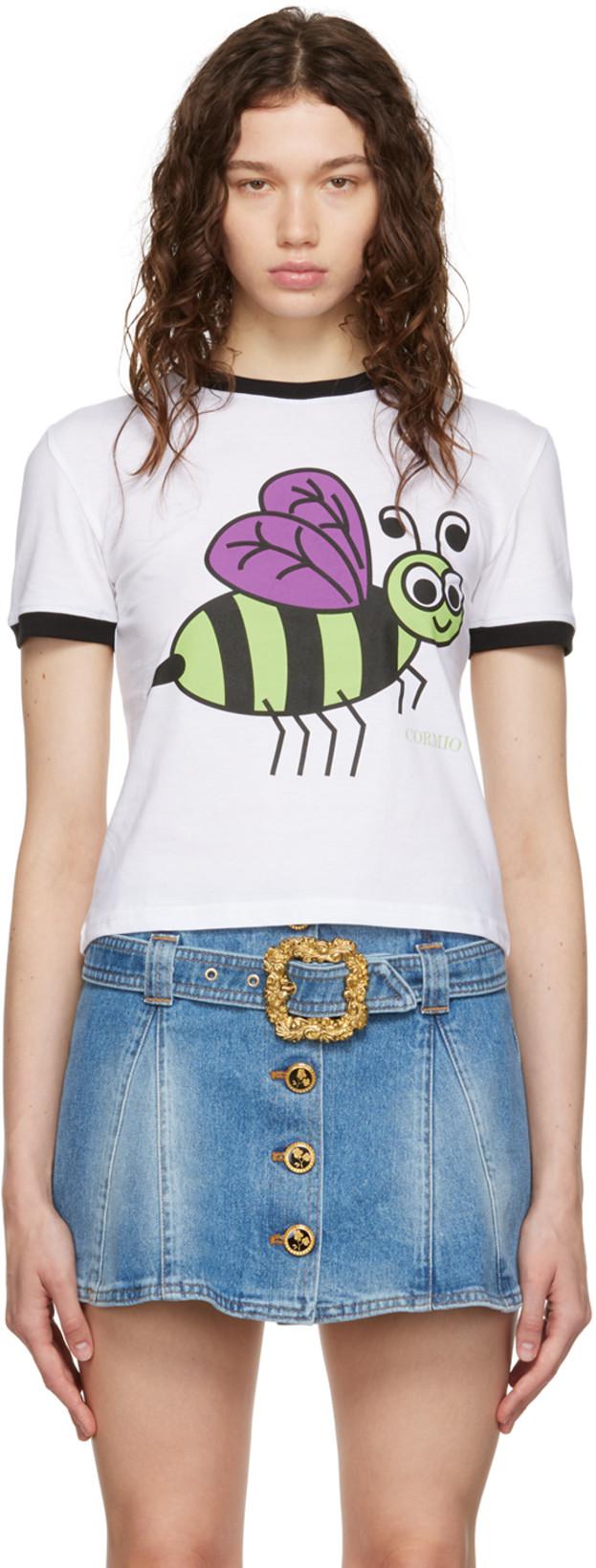 White 'Busy As A Bee' T-Shirt by CORMIO