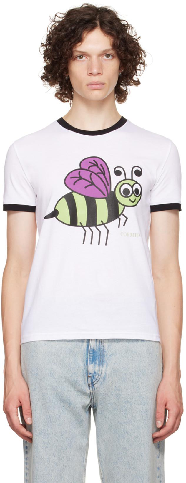 White Busy As A Bee T-Shirt by CORMIO