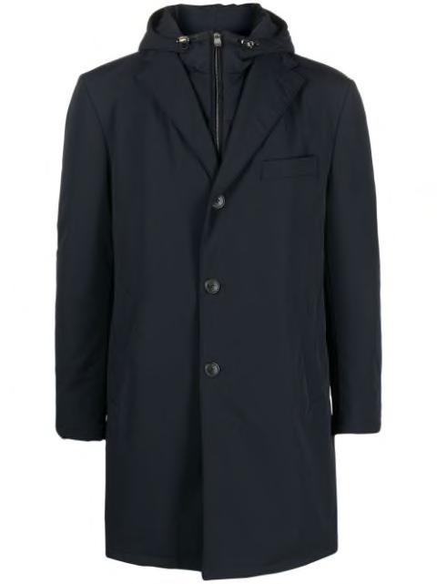 single-breasted hoodied coat by CORNELIANI