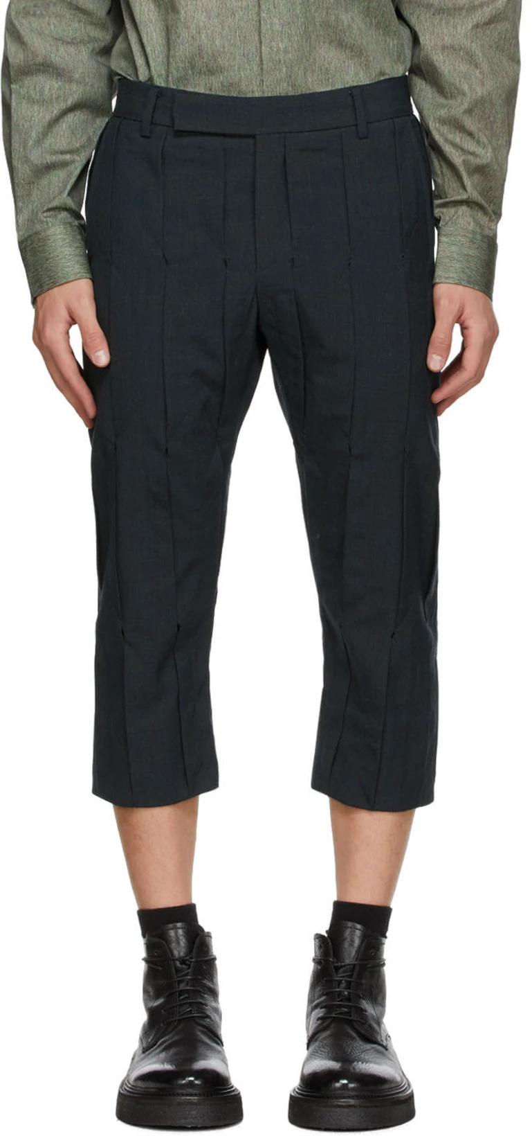 Navy Wool Pleated Trousers by CORNERSTONE