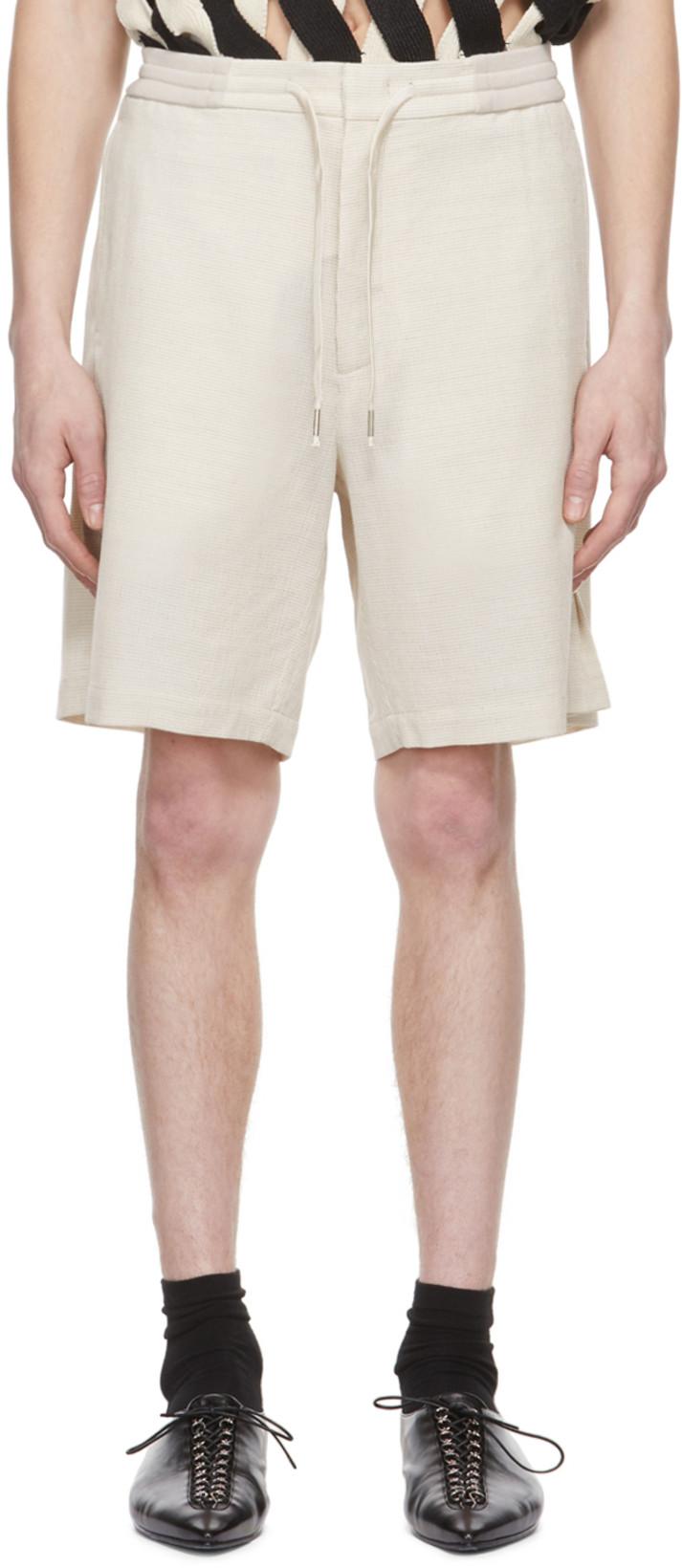 Off-White Wool Shorts by CORNERSTONE
