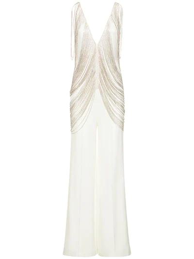 Cecilia crepe & draped crystal jumpsuit by COSTARELLOS