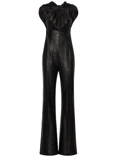 Rebecca twisted metallic jersey jumpsuit by COSTARELLOS