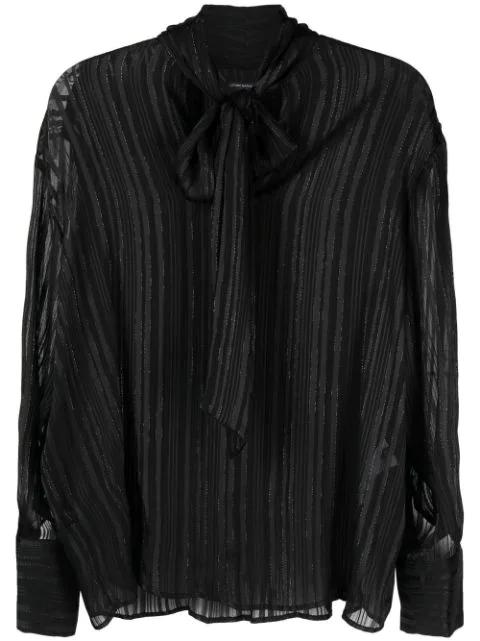 metallic-thread pussy-bow blouse by COSTUME NATIONAL CONTEMPORARY