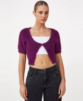 Women's Fluffy Short Sleeve Cardigan Sweater by COTTON ON