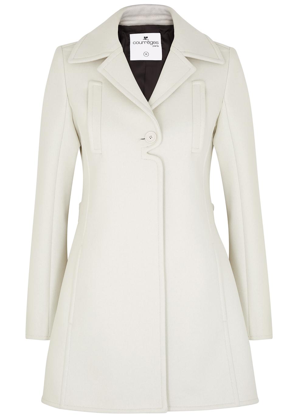Belted wool-blend coat by COURREGES