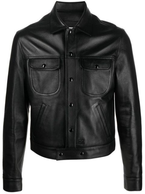 chest flap-pocket leather jacket by COURREGES