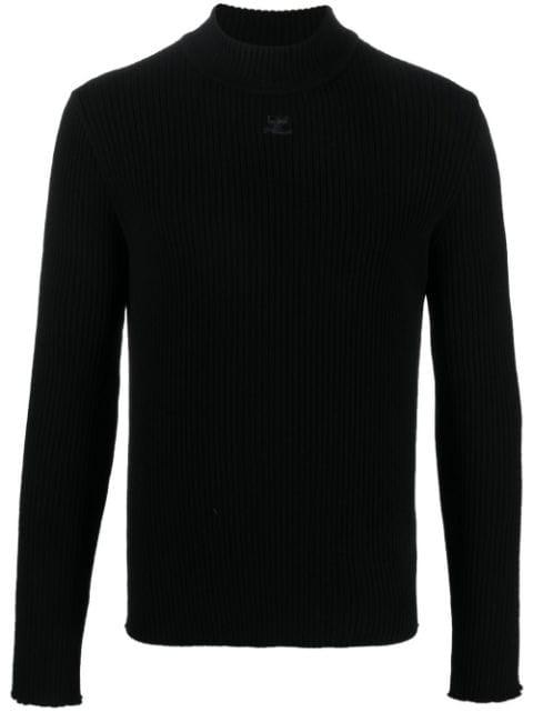 logo-embroidered ribbed-knit jumper by COURREGES