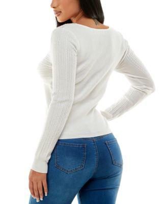 Juniors' Cable-Knit Seamed-Bodice Sweater by CRAVE FAME