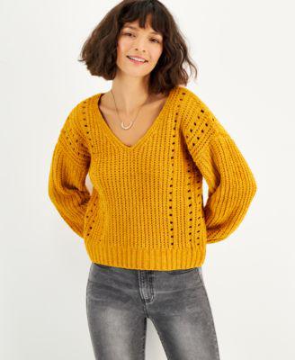 Juniors' Chenille Pointelle Sweater by CRAVE FAME