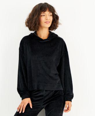 Juniors' Knit Ribbed Velour Step-Hem Hoodie by CRAVE FAME