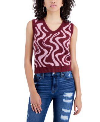 Juniors' Printed Sweater Vest by CRAVE FAME