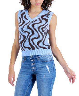 Juniors' Printed Sweater Vest by CRAVE FAME