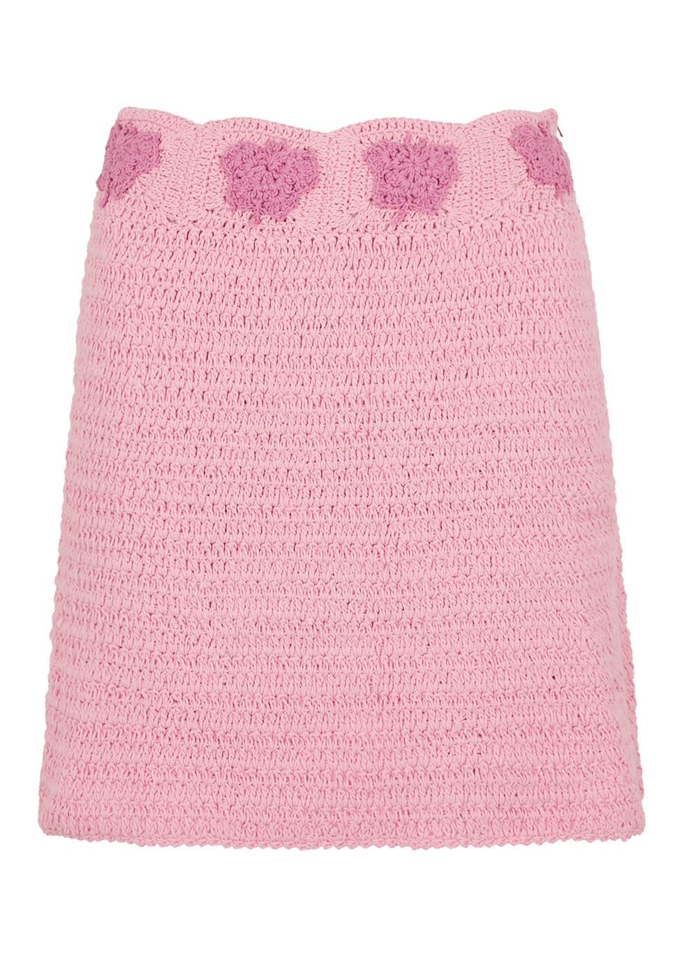 Butterfly pink crochet mini skirt by CRO-CHE