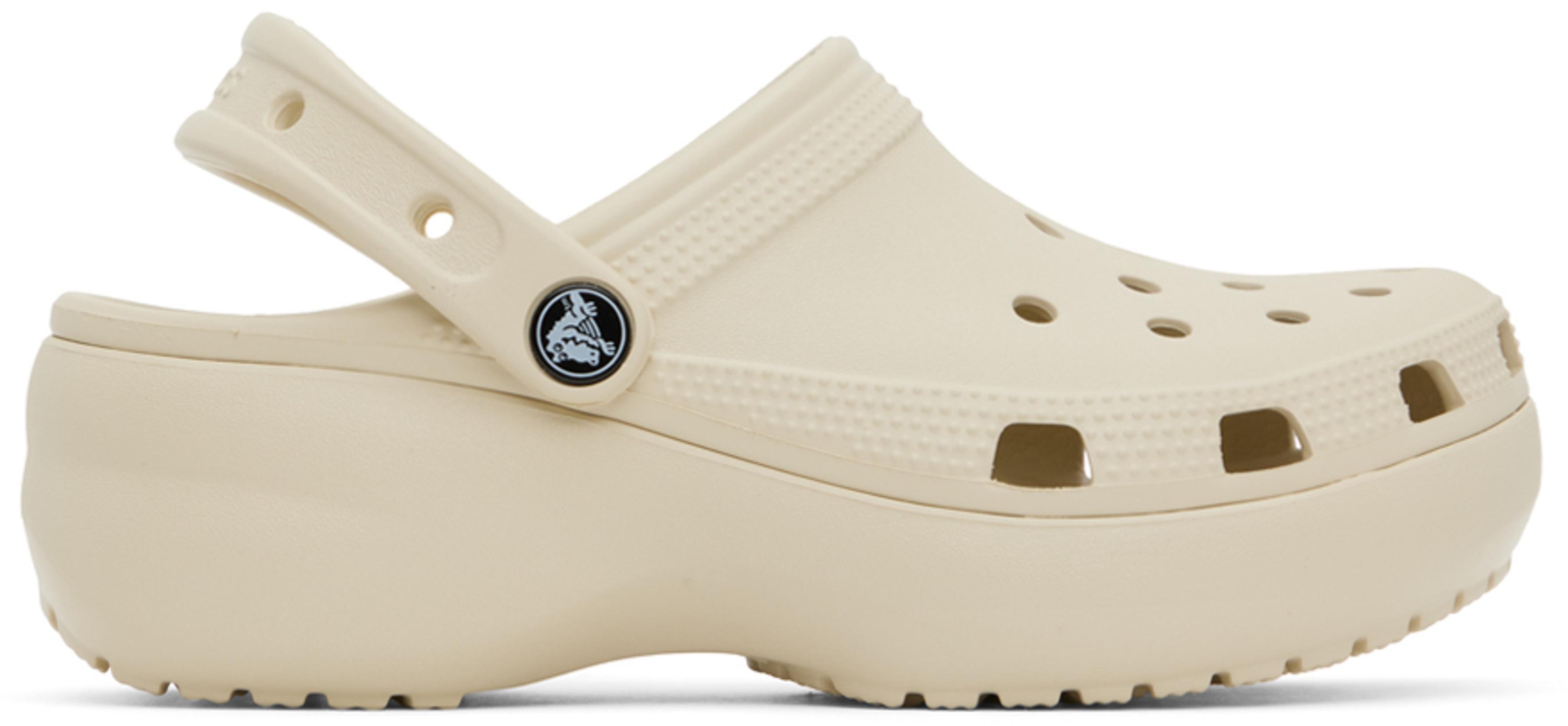 beige platform crocs