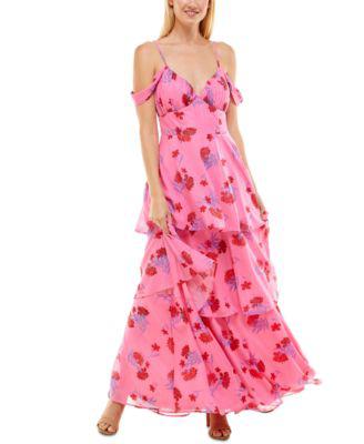 Juniors' Cold-Shoulder Tiered Maxi Dress by CRYSTAL DOLL