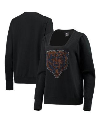 Women's Black Chicago Bears Winners Square Neck Pullover Sweatshirt by CUCE