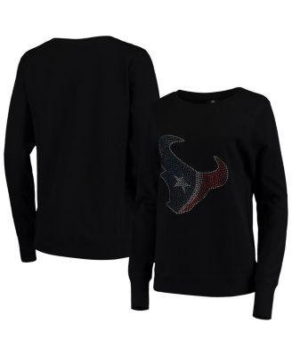 Women's Black Houston Texans Halfback Fleece Pullover Sweatshirt by CUCE