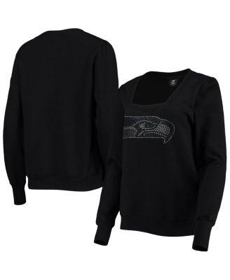 Women's Black Seattle Seahawks Winners Square Neck Pullover Sweatshirt by CUCE