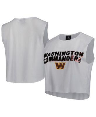 Women's White Washington Commanders Sequin Tri-Blend Cropped Tank Top by CUCE