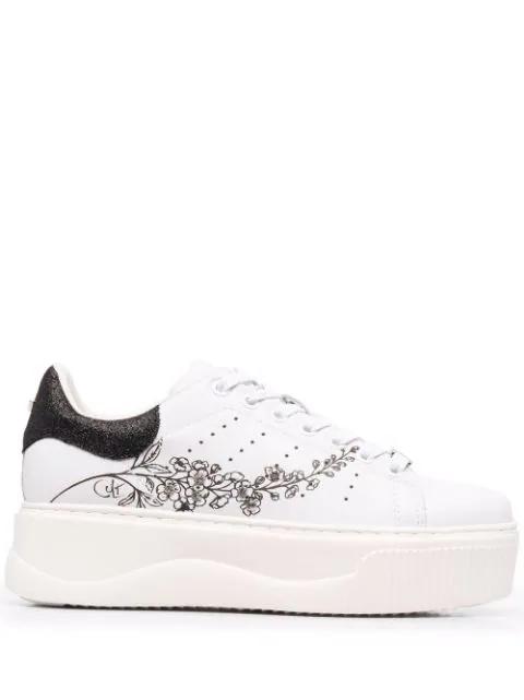 embellished floral-print low-top sneakers by CULT